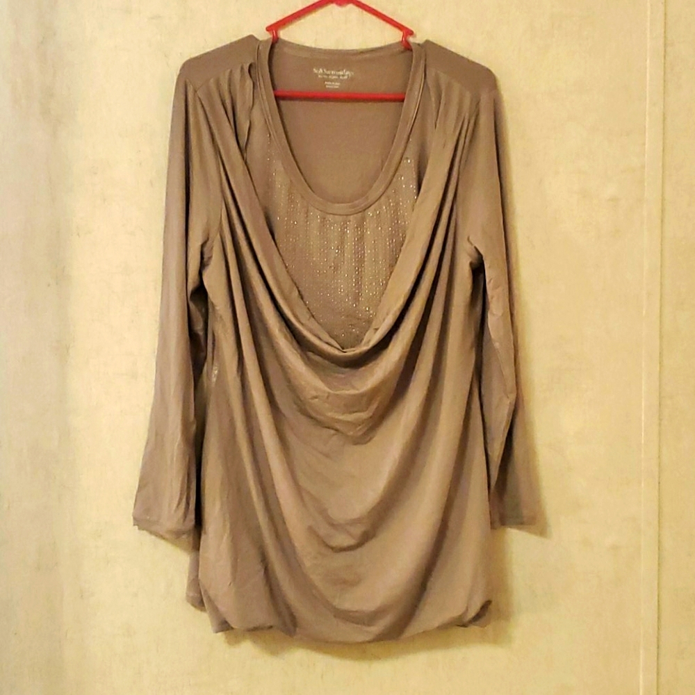 Soft surroundings long sleeve cowl neck blouse